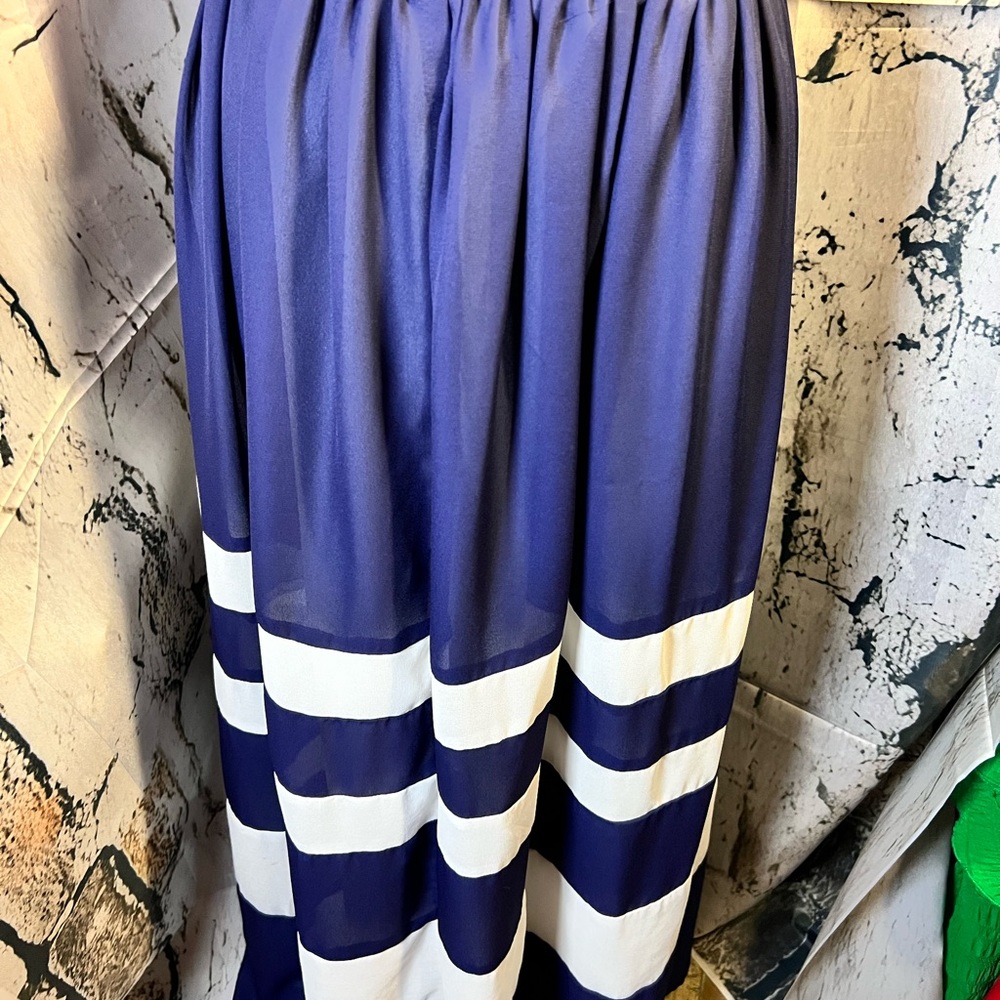 Sunday in Brooklyn Blue and White Maxi A-Line Skirt